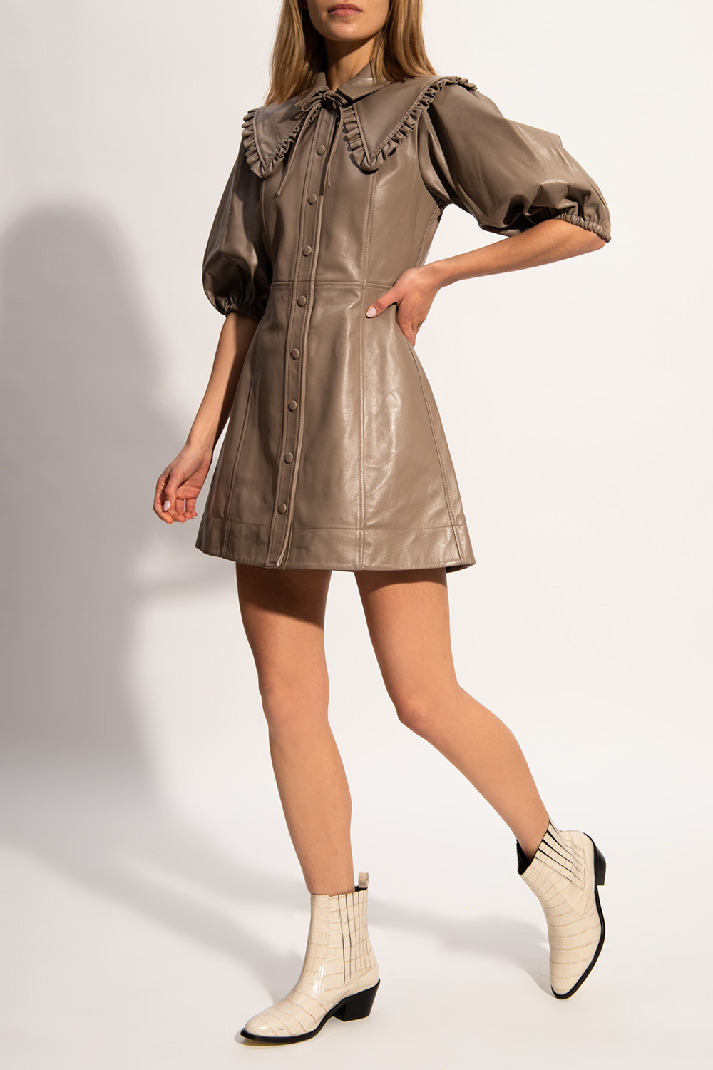 Ganni lamb hotsell leather dress